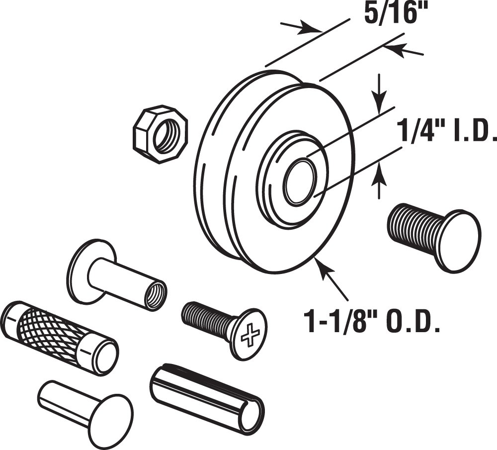 Prime-Line D 1795 1-1/8 In. Patio Roller Kit (2 Pack)