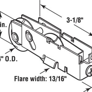 Prime-Line D 1845 1-1/4 In. Steel, Sliding Door Tandem Roller Assembly with F-Tab (Single Pack)