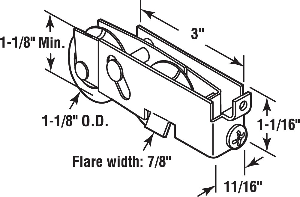 Prime-Line D 1908 1-1/8 In. Steel Ball Bearing Sliding Door Tandem Roller Assembly, for Merzon (Single Pack)