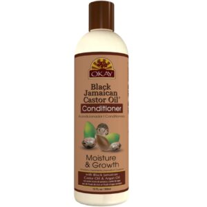 OKAY | Black Jamaican Castor Oil Conditioner | For All Hair Types & Textures | Revive - Moisturize - Grow Healthy Hair | with Argan Oil & Shea Butter | Free Of Parabens, Silicones, Sulfates , PALE YELLOW , 12 Oz