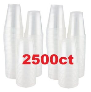 case of 2,500 – 3 oz. disposable clear plastic cups, 100 count packages (25/100)