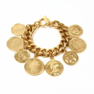 ben-amun "moroccan coins" bracelet, vintage, elegant, luxury jewelry for women, 7 inch", 24k gold