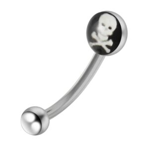 Curved Barbells Pirate Skull Logo Surgical Steel Eyebrow Ring