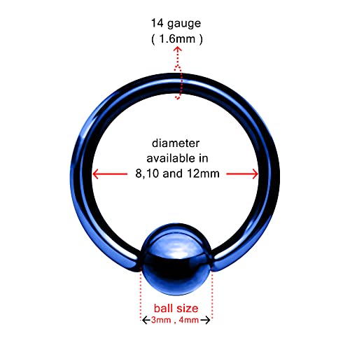 Curved Barbells Titanium G23 Grade Green Anodized 14Gx3/8(1.6x10MM) Captive Bead Ring-BCR with 4MM Ball