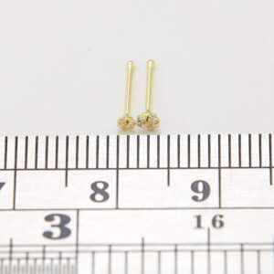 14K Solid Yellow Gold with 1.5MM Square Gem Ball End Nose Pin Body jewelry