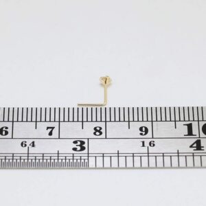 1.5mm Round Cz Gemstne 22 Gauge 9K Solid Yellow Gold L-Shaped Jeweled Nose Stud Piercing Jewelry