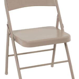 Cosco All Steel Folding Chair, 4 Pack, Antique Linen