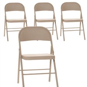 Cosco All Steel Folding Chair, 4 Pack, Antique Linen