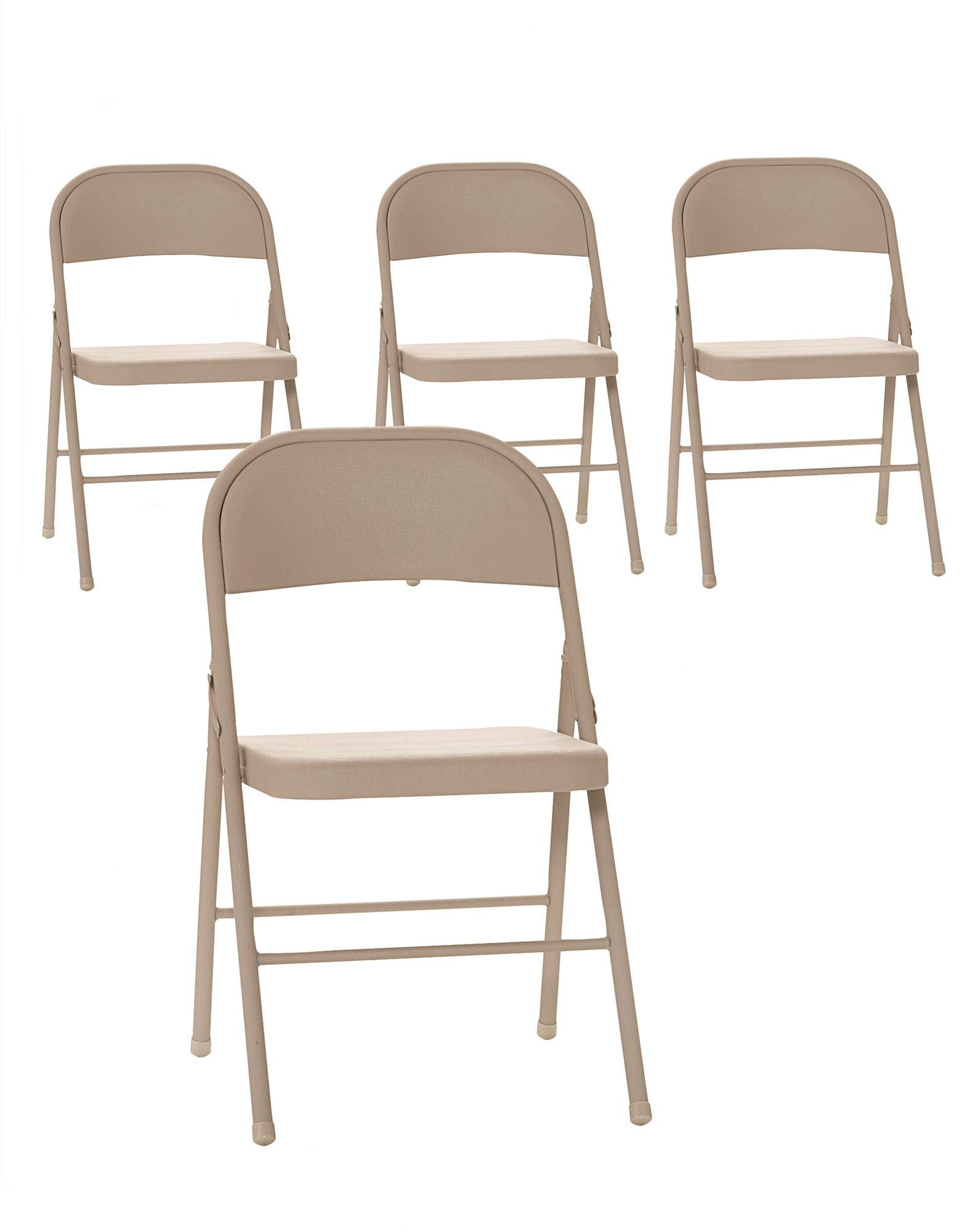 Cosco All Steel Folding Chair, 4 Pack, Antique Linen