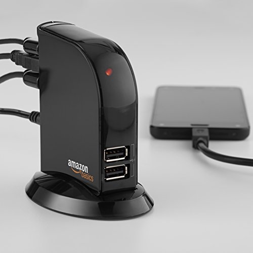 Amazon Basics 7 Port USB 2.0 Hub Tower with 5V/4A Power Adapter, Black