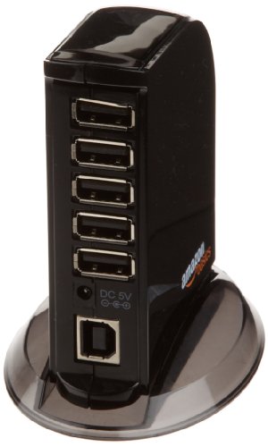 Amazon Basics 7 Port USB 2.0 Hub Tower with 5V/4A Power Adapter, Black