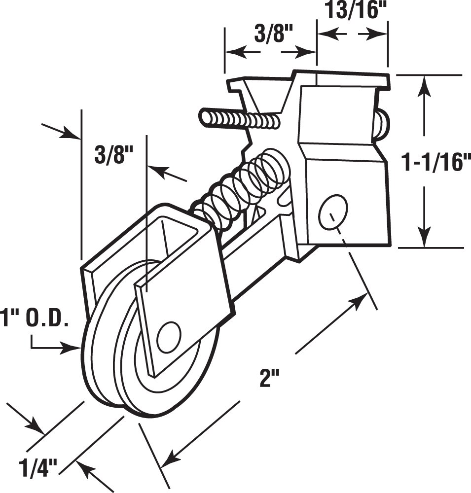 Prime-Line Products B 586 Screen Door Roller Assembly with 1-Inch Miller Nylon Wheel,(Pack of 2)