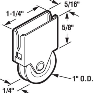 Prime-Line B 652 1 In. Nylon Wheel in Aluminum Housing Sliding Screen Door Roller (2 Pack)