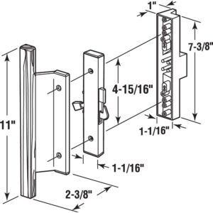 Prime-Line C 1105 Black Diecast with Hardwood Handle Surface Hook Sliding Patio Door Pull (Single Pack)