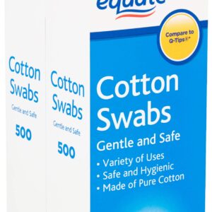 Equate Cotton Swabs Twin Pack, 1000 Count (2x 500 Count) - 1 Pack (for Ears, Beauty, Makeup, Babies, Dogs, Pets, Auto Detailing, Cleaning, and More)