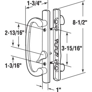 Prime-Line C 1282 Mortise Style Sliding Patio Door Handle Set - Replace Old or Damaged Door Handles Quickly and Easily – Satin Nickel, Non-Keyed, Fits 3-15/16” Hole Spacing (1 Set)