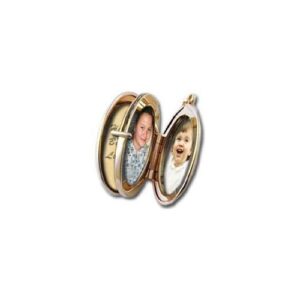 PicturesOnGold.com Solid 14K Yellow Gold Oval Four Photo Locket 1 Inch X 1-1/4 Inch Solid 14K Yellow Gold