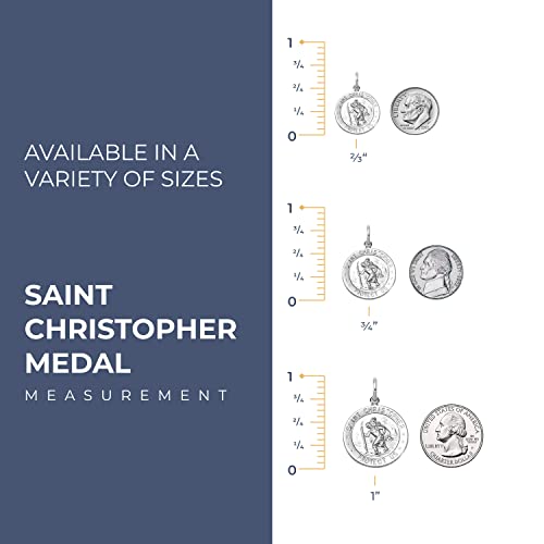 PicturesOnGold.com Saint Christopher Religious Medal - Solid Sterling Silver, 3/4 Inch Size of a Nickel