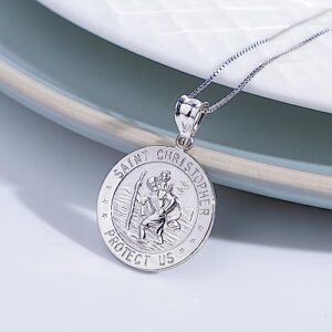 PicturesOnGold.com Saint Christopher Religious Medal - Solid Sterling Silver, 3/4 Inch Size of a Nickel