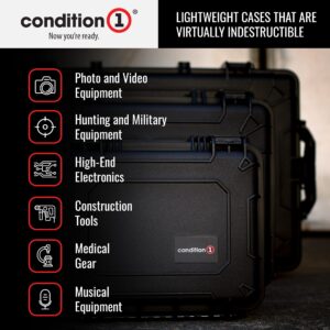 Condition 1 20" Large Hard Case Lockable Storage Box, Waterproof Tough Plastic Case Protective Luggage for Camera, Tactical Gear, Made in USA, 227, 19.75"x15.75"x7.5" Black