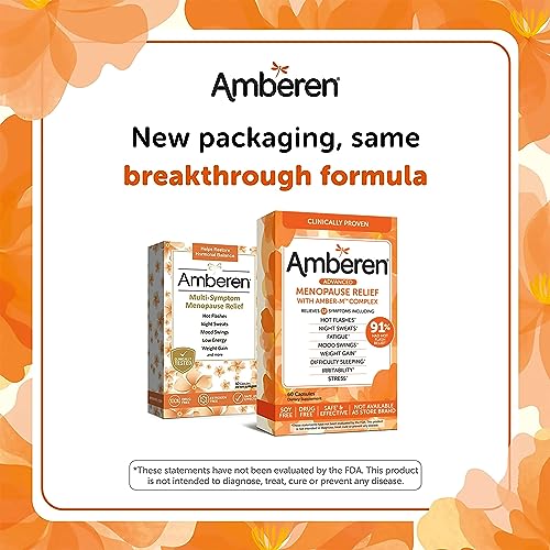 Amberen: Safe Multi-Symptom Menopause Relief. Clinically Shown to Relieve 12 Menopause Symptoms: Hot Flashes, Night Sweats, Mood Swings, Low Energy and More. 2 Month Supply