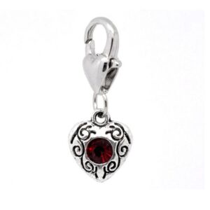 sexy sparkles clip on july birthday birthstone charm heart for european clip on charm jewelry with lobster clasp