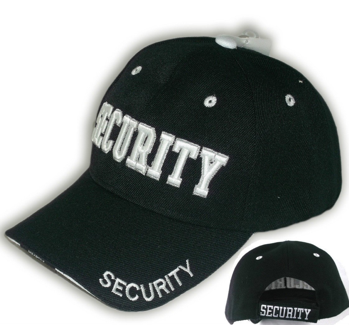 10 Pack Security Guard Hat Baseball Ball Cap Black Embroidered 3D Wholesale Lot