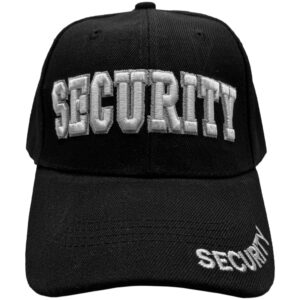 mens Security Hat Baseball Ball Cap Black Embroidered Adjustable 100% Cotton