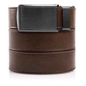 SlideBelts Men's Classic Belt - Custom Fit (Mocha Brown Faux Leather with Gunmetal Buckle, One Size)