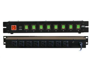 mr dj psc400 rack mountable 8 port power switcher surge protectors green toggles on / off power center, power strip