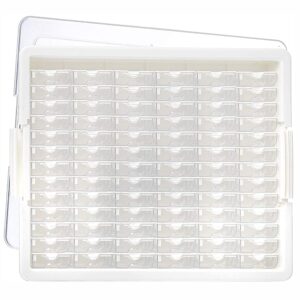 Elizabeth Ward Bead Storage Solutions Plastic Storage Tray and Bead Organizer with 78 Containers of Various Sizes, Tray, and Lid for Beads, Clear