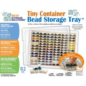 Elizabeth Ward Bead Storage Solutions Plastic Storage Tray and Bead Organizer with 78 Containers of Various Sizes, Tray, and Lid for Beads, Clear