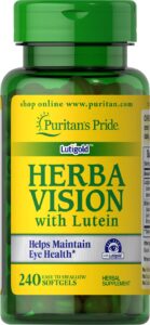 puritan's pride herbavision with lutein, zeaxanthin and bilberry contributes to healthy vision,240 softgels by puritan's pride, 240 count (70925)