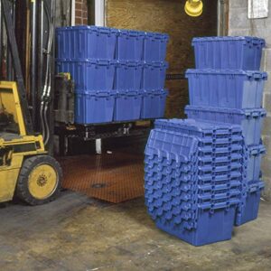 Buckhorn AR2717120209000 Industrial Plastic Stackable Storage KeepBox Tote Container with Hinged Attached Lid, 27-Inch L x 17-Inch W x 12-Inch H, Blue