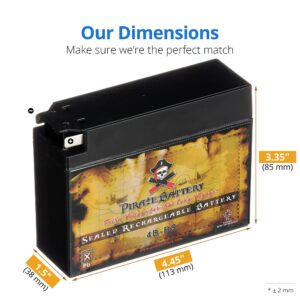 Pirate Battery 4B-BS Maintenance Free Replacement Battery for Suzuki and Yamaha Motorcycle: 12 Volts, 3 Amps, 2.3 Ah, Tab Terminal