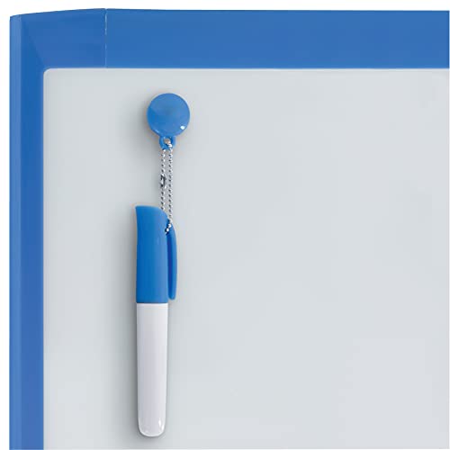 Nobo 1903816 Mini Magnetic Whiteboard with Coloured Frame, Dry Wipe, Wall Mountable, Includes Whiteboard Pen, Magnets, Eraser & Foam Adhesive Mounting Pads,Light Blue,216 x 280 mm