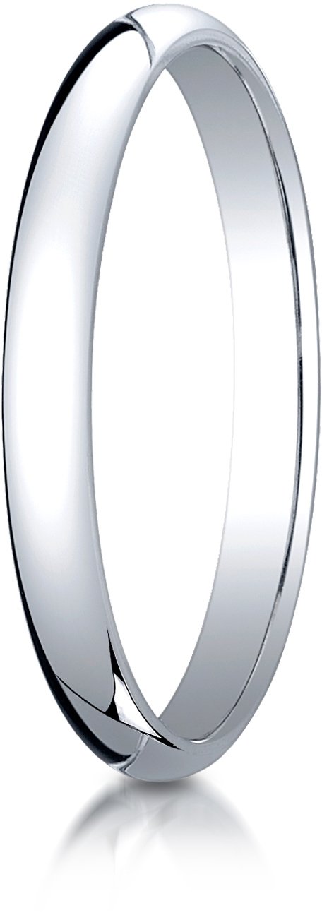 BANVARI Benchmark Platinum 2.5mm Slightly Domed Traditional Oval Wedding Band Ring, Size 5.5