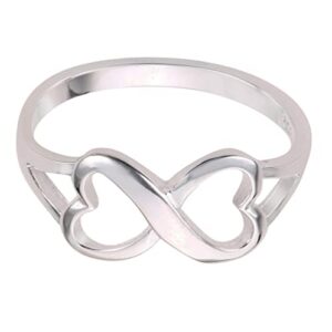 CloseoutWarehouse 925 Sterling Silver Heart Infinity Ring Size 8