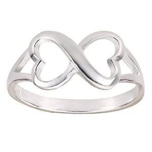 CloseoutWarehouse 925 Sterling Silver Heart Infinity Ring Size 8