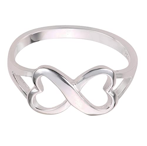 CloseoutWarehouse 925 Sterling Silver Heart Infinity Ring Size 8