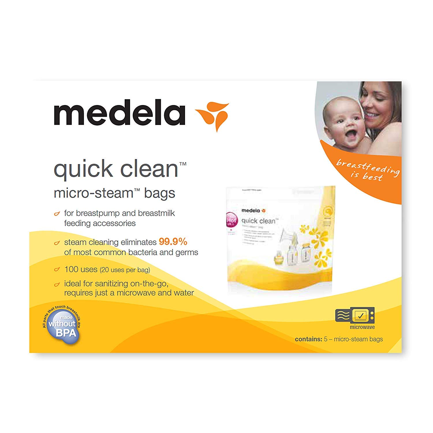 3 Boxes of Medela Quick Clean Micro-Steam Bags. 5 Bags per Box