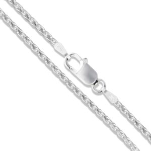 Sterling Silver Diamond-Cut Wheat Chain 1.5mm Solid 925 New Spiga Necklace 18"