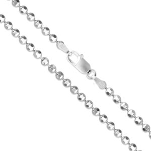 sterling silver diamond-cut ball bead chain 2.3mm 925 italy dog tag necklace 24"