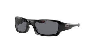 oakley men's oo9238 fives squared rectangular sunglasses, polished black/grey, 54 mm