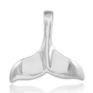 Sea Life Collection Solid 10K White Gold Whale Tail Pendant or Charm (9/10" Long)