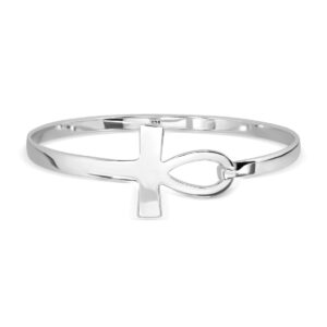 withlovesilver sterling silver 925 ankh cross key of life bangle bracelet