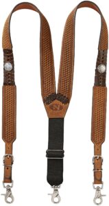 nocona belt co. men's buffalo nickel basket leather suspender, brown, x-large