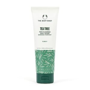 the body shop tea tree skin clearing daily face scrub - exfoliating and purifying for blemished skin - vegan - 4.2 fl oz