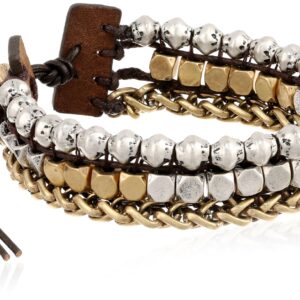 Lucky Brand "Royal Jewels" Two-Tone Mixed Two-Tone Faux Wrap Bracelet, 7"