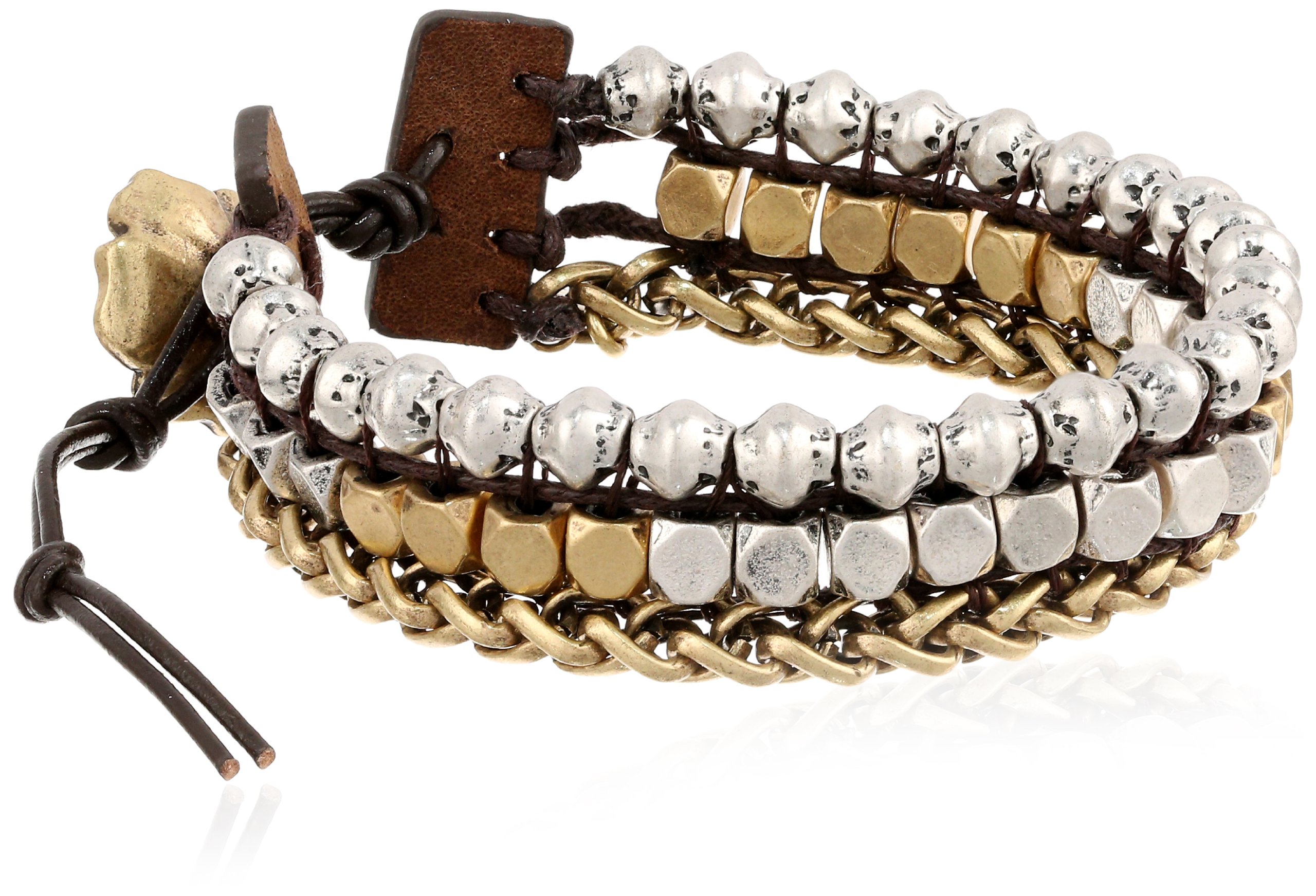 Lucky Brand "Royal Jewels" Two-Tone Mixed Two-Tone Faux Wrap Bracelet, 7"